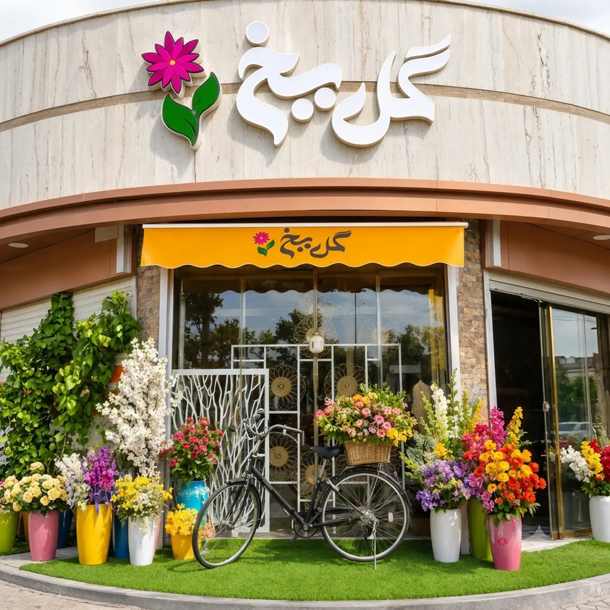 ارتباط با گلفروشی گل یخ، نمای ورودی فروشگاه شعبه مرکزی