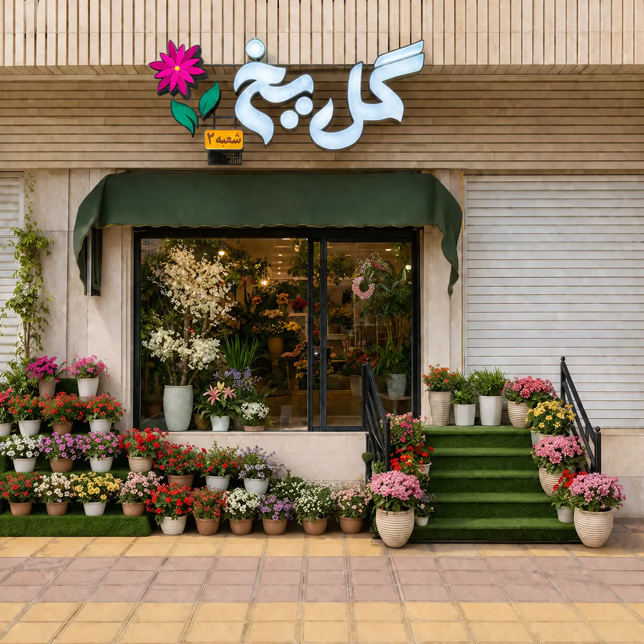 ارتباط با گلفروشی گل یخ، نمای ورودی فروشگاه شعبه دوم