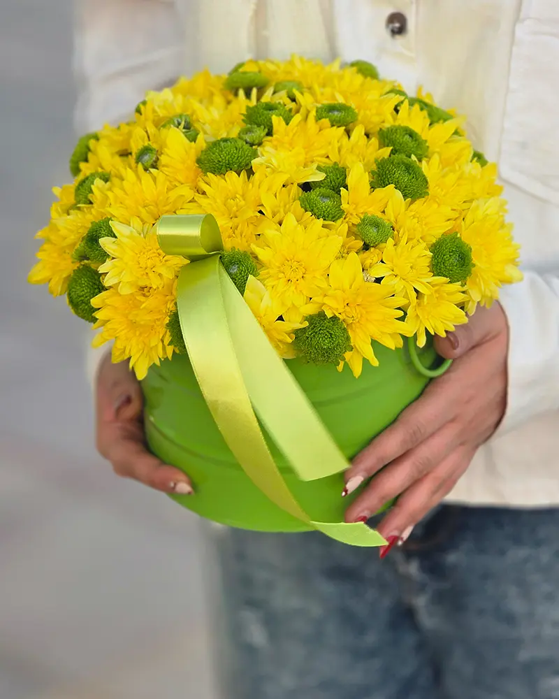 باکس گل با داوودی زرد